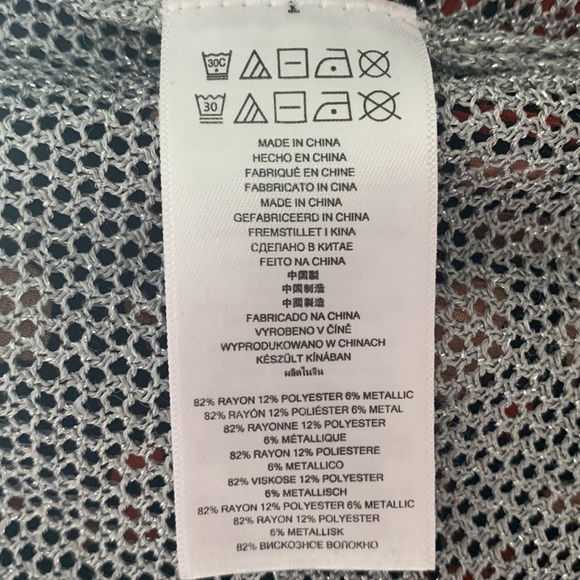 Michael Kors Silver Metallic Sheer Mesh Top Size S - Picture 6 of 6